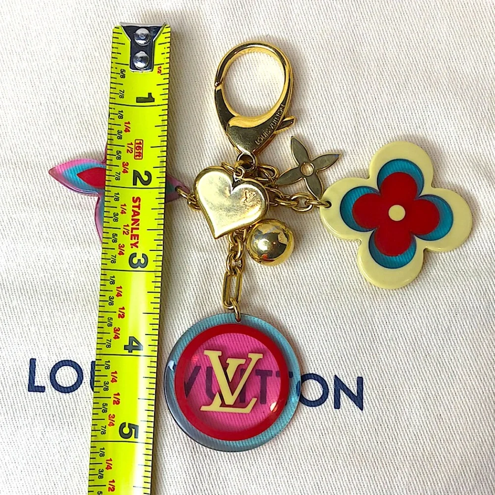 M LOUIS VUITTON Bijoux Red Yellow Blue and Gold Plated Ball Flower Heart Charms - Picture 11 of 17
